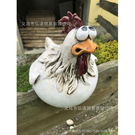 Nuevo producto transfronterizo: Gallina grande con ojos grandes y expresivos, figura de resina hecha a mano, decoración de jardín, rancho, hogar, micro paisaje B (1/5)