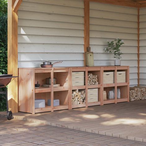 vidaXL Meuble de cuisine d'extérieur MEPPEL 3 pc Douglas Naturel (1/5)