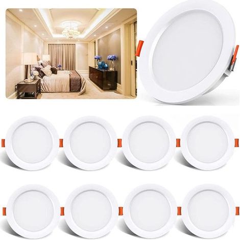 Lot de 8 spots LED encastrés extra-plats 5W, blanc neutre 4000K (1/5)