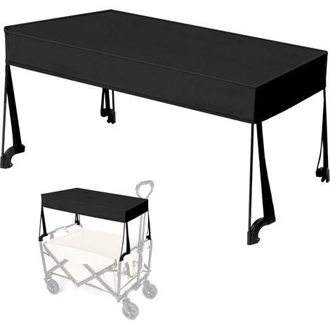 Auvent pour Chariot 92 x 49 cm, Pare-Soleil Pliable avec Armature, Protection Contre la Pluie et Le Soleil pour Chariots, Noir (1/5)