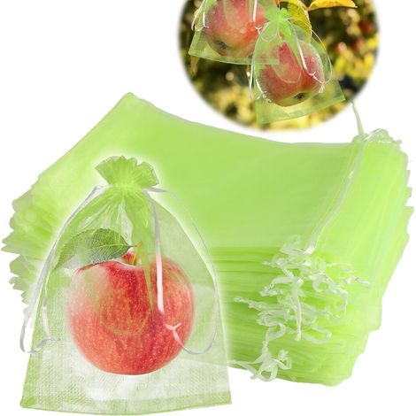 Sac Protection Fruits,100 Pièces Sac de Protection de Raisin Jardin Plant Fruits Protection Sac Jardin Sac Organza avec Cordon pour Protéger Contre Guêpes Oiseaux et Autres Insectes (1/5)