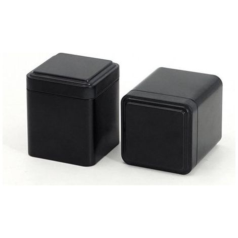 Zweiteiliges Teeset – Teedose – Aufbewahrungsbox aus Metall – Teedose – Mini-Metalldose – Aufbewahrungsbehälter für den Schreibtisch – Schwarz – Metall – 7 × 7 × 8,5 cm (1/5)