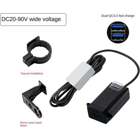 Chargeur étanche pour guidon de moto avec 12V, 24V, QC3.0, USB, résistant à l'eau.-AquaForge (1/5)