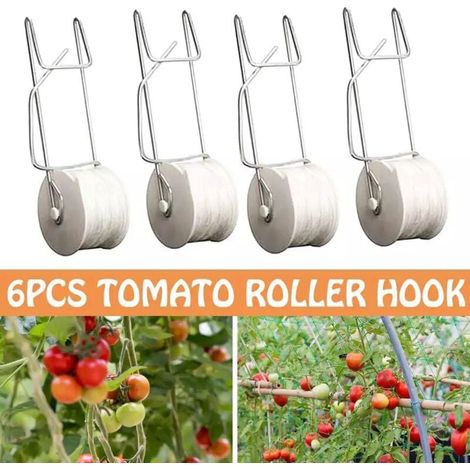 Lot de 10 crochets de support pour tomates avec ficelle de 15 m, kit de treillis de serre, crochet durable pour empêcher les tomates de pincer ou de tomber (1/4)