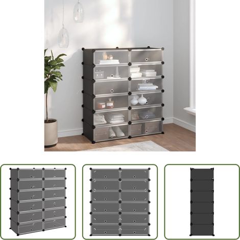 vidaXL Schuhordnung - Schuhregal Schwarz 94,5x36,5x106 cm PP (1/5)