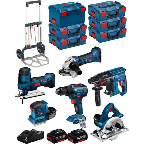 BOSCH Kit 18V BK601 (GST 18V-LIS+GKS 18V-LI+GSS 18V-10+GSR 18V-55+GBH 18V-21+GWS 18-125V-LI+ 2x4,0Ah+GAL18V-40+6xL-Boxx+Caddy) (1/5)