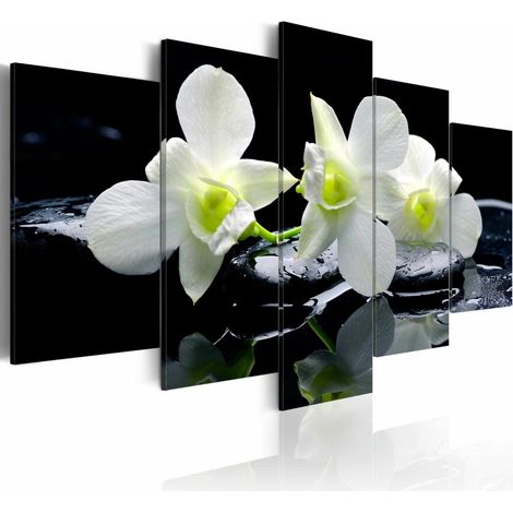 Tableau orchidées mélancoliques - 200 x 100 cm (1/4)