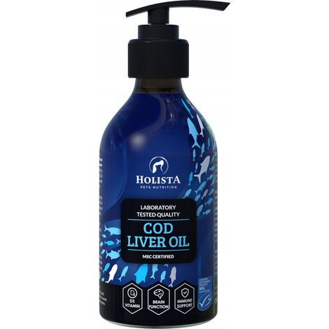 Aceite para perros y gatos HOLISTA Aceite de hígado de bacalao Aceite de hígado de bacalao 500 ml (1/2)