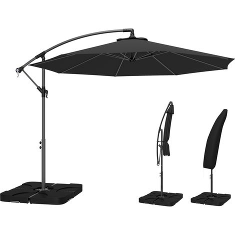 Outsunny 3(m) Banana Parasol Cantilever Umbrella Garden w/ Base Weights
