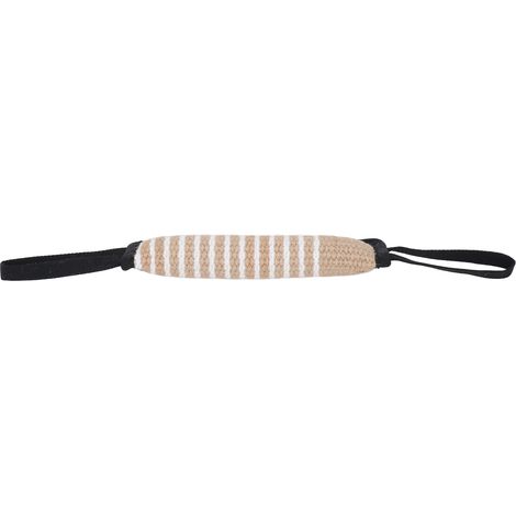 Coussin à mordre pour chien en lin résistant aux déchirures, jouet à tirer interactif pour chiots avec poignée réfléchissante pour chiens moyens à grands. Poignée réfléchissante et bordure noire. (1/5)