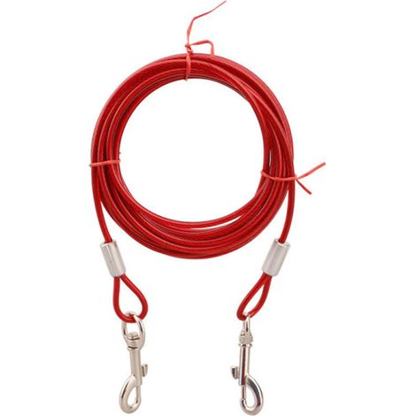 Câble d'attache pour chiens avec crochets métalliques résistants à la rouille, pour jardin, camping et extérieur, 5 m / 16 pi