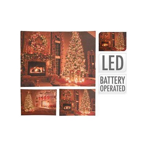 Quadro Decorativo con LED 38x1,5x28 cm Modello Camino Colori/Modelli Assortiti