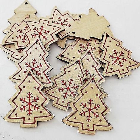 Lot de 10 décorations de Noël à suspendre au sapin, en bois, pour la maison et les fêtes du Nouvel An 2024. (1/5)