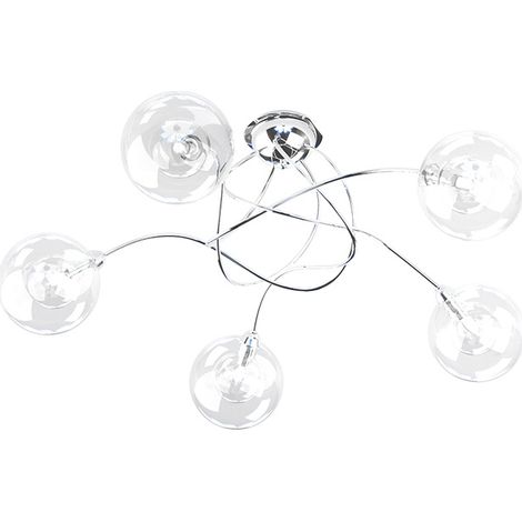Plafoniera Contemporanea Willow Metallo Cromo Vetro Trasparente 5 Luci G9 (1/4)