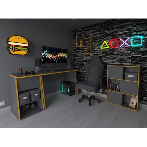 Table d'appoint gamer 49,4x50x77,7 cm anthracite et orange (1/5)