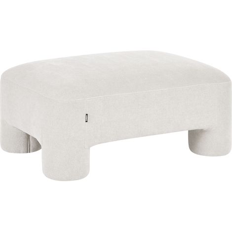 Otomana tapizado de tela con textura aterciopelada patas cilíndricas estilo orgánico blanco Hogbo