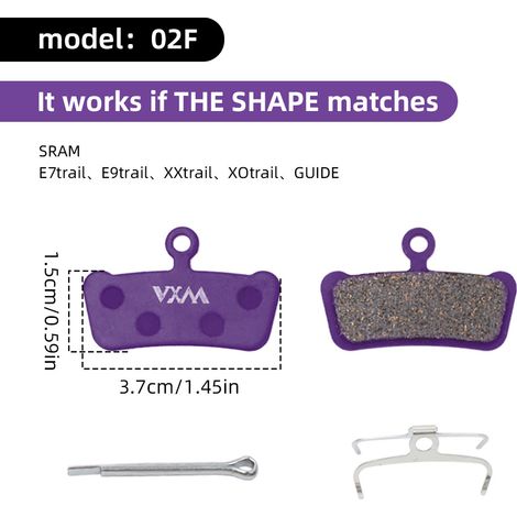 Violet polymétallique 02F Plaquettes de frein à disque pour vélo, plaquettes de frein hydrauliques, accessoires de frein à disque universels multi-métaux BB5 M355 (1/5)