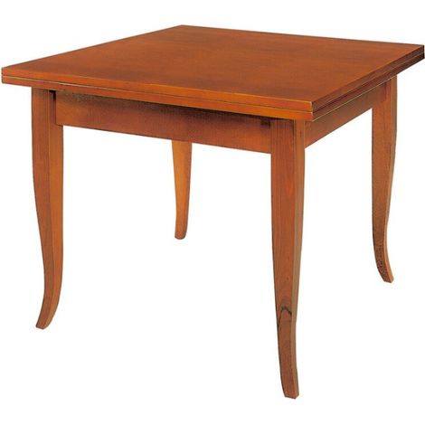 Tavolo Quadrato Allungabile a Libro Piedi a Sciabola Colori Legno: Ciliegio - Dimensione Tavoli: 80 x 80 - Dimensione aperto: 160 x 80
