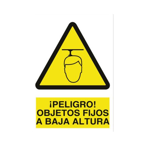 señal poliestireno 420x297mm. ¡peligro objetos fijos a baja altura