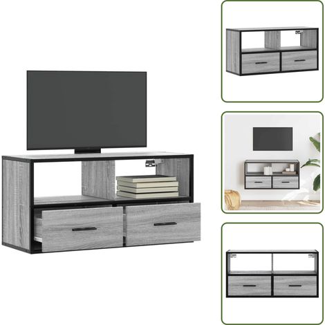 vidaXL Meuble TV sonoma gris 80x31x39,5 cm bois d'ingénierie et métal (1/5)