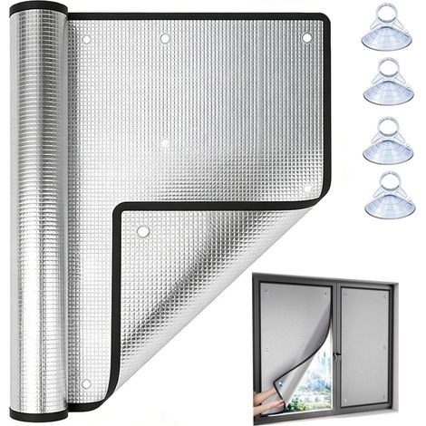 (50x100cm) Film Fenêtre Anti Chaleur Réfléchissant, 6mm Film Isolant Thermique Réfléchissant en Aluminium avec Ventouses pour Maison, Bureau (1/5)