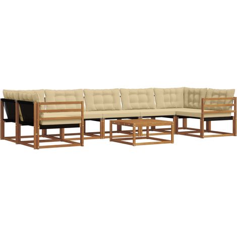 Ensemble de canapés d'extérieur 8 pcs Salon de jardin Naturel et Beige (1/5)