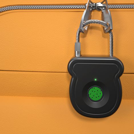 Fingerabdruckschloss mit USB-C-Ladeanschluss, schlüsselloses Design – tragbar und diebstahlsicher, inklusive Wiederherstellungscode und USB-Stick für Koffer, Schließfächer, Fahrräder und Türen