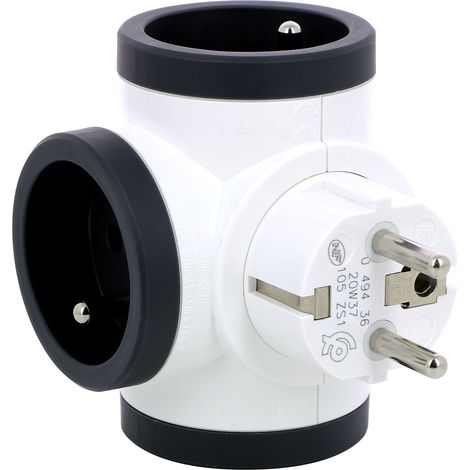 LEGRAND - Fiche triplite avec 3 prises latérales avec terre 16A 3680W - blanc et gris foncé (1/8)