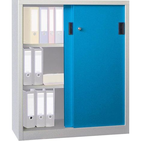 Pavoy Schiebetürenschrank, 1200x1000x500 mm, 2 Böden verzinkt, RAL 7035/5012