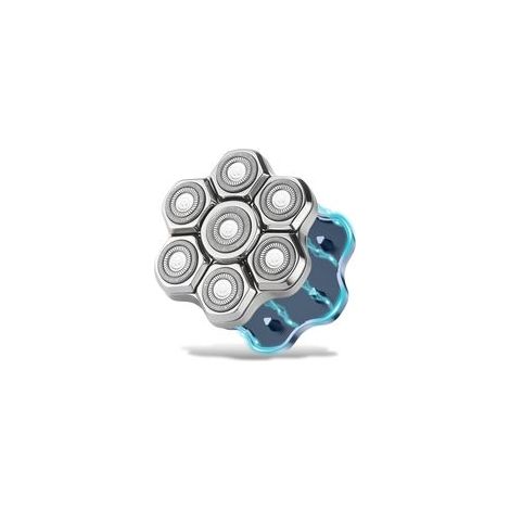 Têtes de rechange pour rasoir magnétique – 7 lames rotatives étanches à double anneau pour hommes chauves – Compatible avec Freebird, Wyklaus et Shpavver (Argent) (1/5)