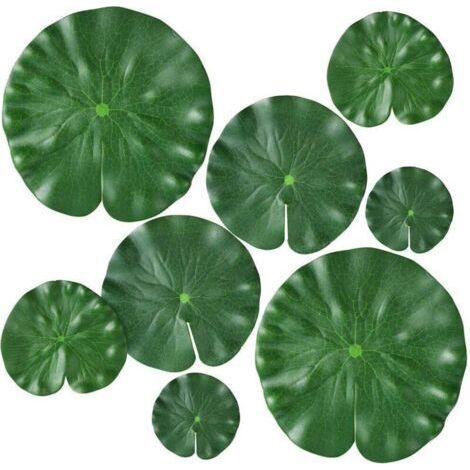 Lot de 8 feuilles de nénuphar artificielles en 4 tailles pour plantes flottantes et feuilles de lotus réalistes pour la maison, le jardin, les étangs, la piscine, l'aquarium, le paysage (1/5)