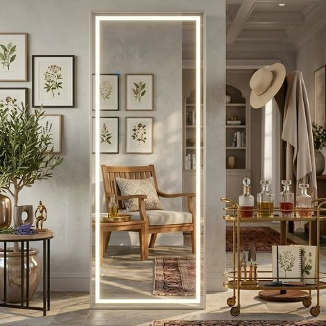 Miroir en pied tactile, éclairage LED réglable, miroir haute résolution étanche pour la maison (1/5)