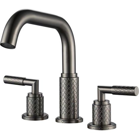 Luxuriöser Wasserhahn aus Kupfer für Badezimmerwaschbecken, elegantes Dreiloch-Design, flexible 360°-Drehung, präzise Warm- und Kaltwasserregelung, weicher Wasserstrahl für optimalen Komfort MUMU (1/4)