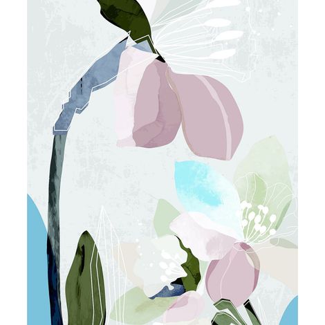 Papier peint dessin de fleurs en peinture 225 x 270 cm (1/3)