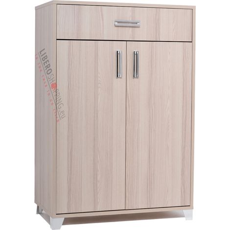 Mobile in legno con 2 ante e 1 cassetto 81x120h cm multiuso Rovere (1/4)