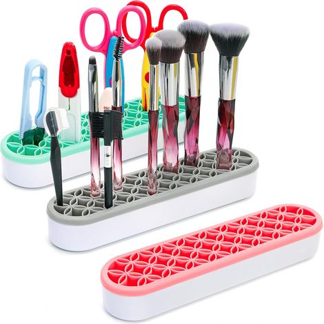 Lot de 3 supports en silicone pour pinceaux de maquillage, stylos, outils de couture, outils de beauté pour pinceaux, ciseaux, brosse à dents (1/5)