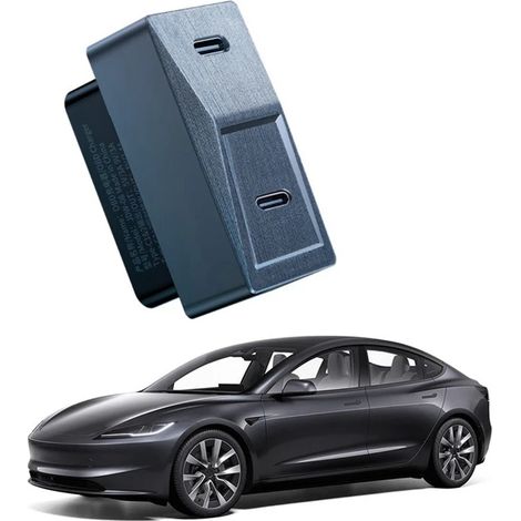 Adaptateur OBD pour Tesla Model 3 Highland 2024, charge rapide 27 W, double port USB-C, prêt à l'emploi (1/5)