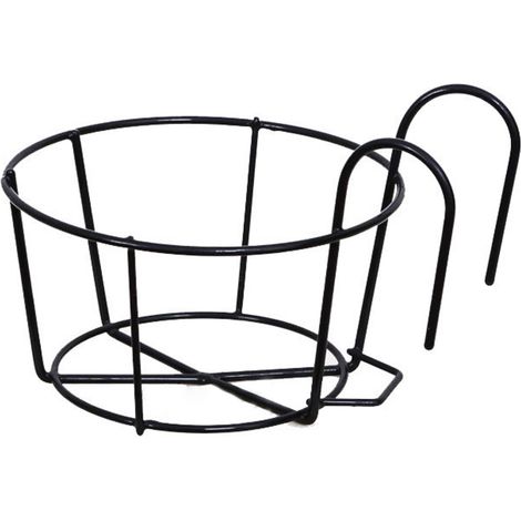 Panier à fleurs rond pour balustrade de balcon, en fer noir, 12 cm, vendu à l'unité (1/4)