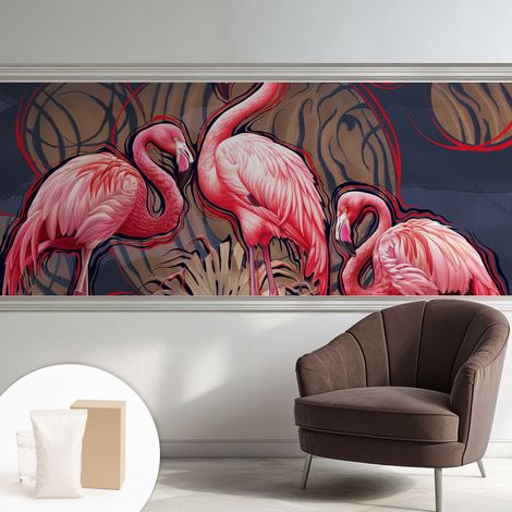 Carta Da Parati - Murale Alla Moda Decorazione - Camera Da Letto - Con Colla Gratuita fenicotteri rosa 250x104 cm (1/5)