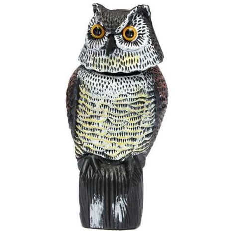 Repelente de palomas: ahuyentador de aves con forma de búho y luz reflectante, espantapájaros antipájaros, para mantener alejadas a palomas, cuervos y más. (1/4)