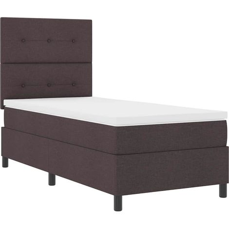 Cama tipo Box Spring Marrón oscuro 90 x 190 cm tela vidaXL (1/5)