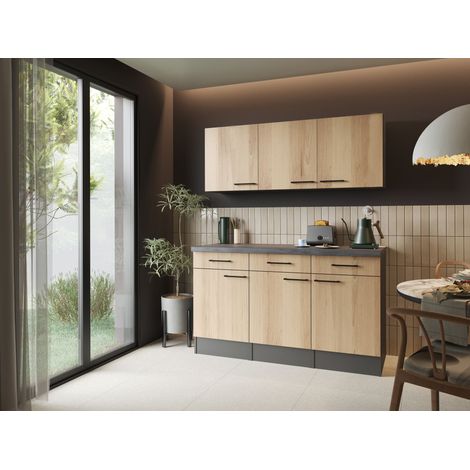 Sideboard Küchenschrank Oberschrank 150 cm Artisan Eiche Grau Oliver Respekta