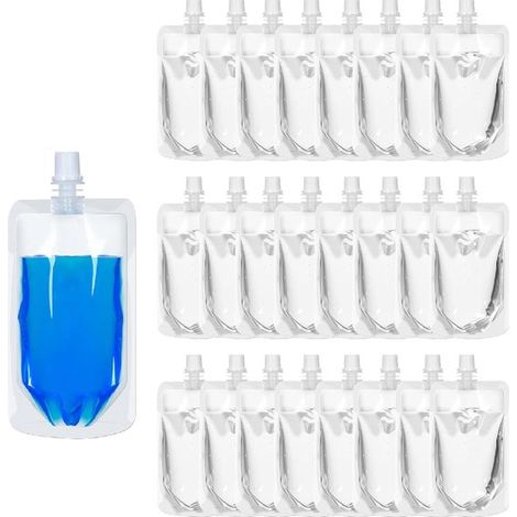 20 faltbare Wasserflaschen (500 ml) für Camping und Outdoor Aktivitäten auslaufsicher, transparent, wiederverwendbar, BPA frei für Partys, Reisen (1/5)
