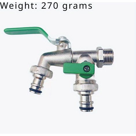 Robinet à double sortie en alliage de zinc — Style moderne, entrée 3/4 pouce, robinet d'extérieur (filetage universel)