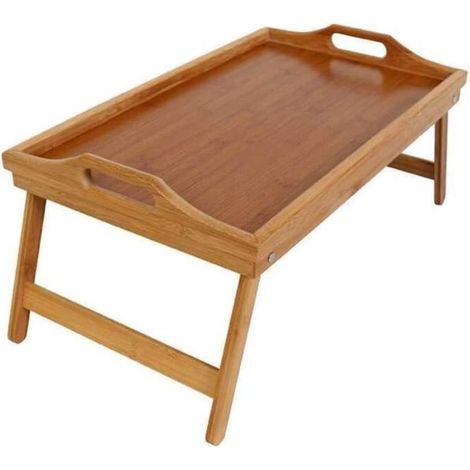 Table de lit - Plateau en bambou - Rectangulaire - 45x30x6cm - Durable et écologique (1/4)