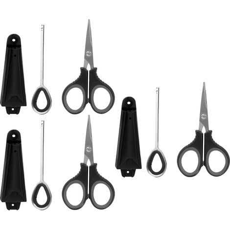Ensemble de 3 ciseaux multifonctions pour la pêche : coupe-fil, débrancheur et séparateur d'hameçons (noir) (1/5)