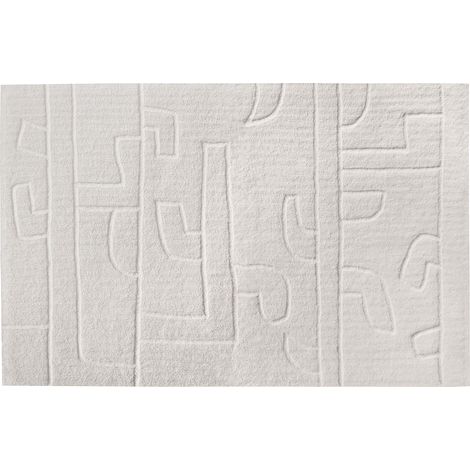 Tapis en relief en laine de Nouvelle-Zélande fait à la main - 160 x 230 cm - 1400g/m2 - Ivoire - CORALIE