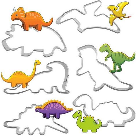 Emporte-pieces Dinosaures - Acier Inoxydable Alimentaire - Pour Biscuits Sablés Fondant - Lot de 8 (1/5)