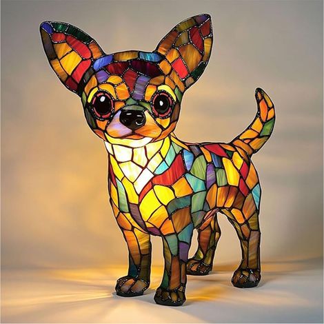 Lampe Veilleuse Chien - En Résine Teintée - Modèle Corgi - 20 cm - Pour Table de Chevet ou Bureau - 1 Pièce (1/5)