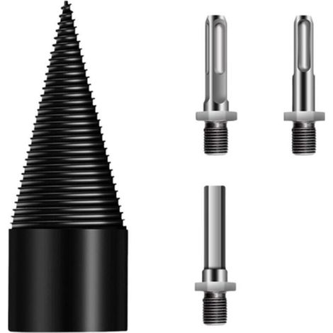 Foret fendeur de bûches, foret fendeur de bois, outil fendeur de bûches robuste, diamètre 32 mm, avec trois tiges